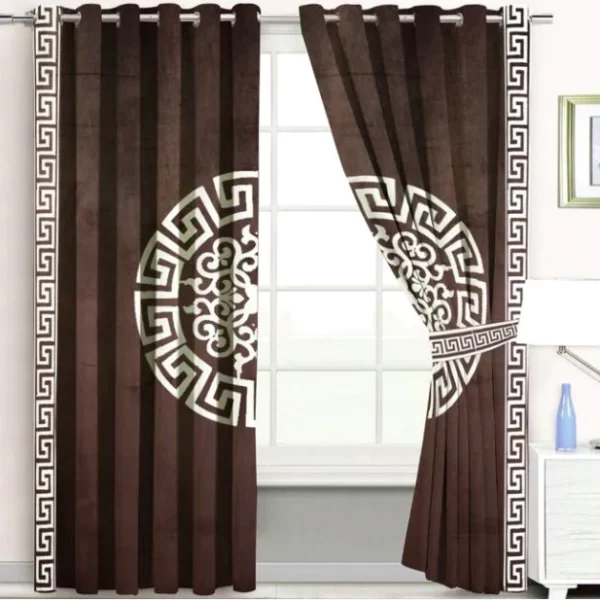 Velvet Curtains White on Brown With Tie Belts