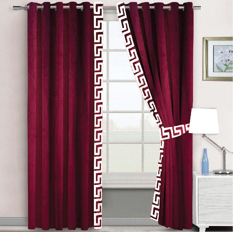 Velvet Curtains Golden on Red With Tie Belts
