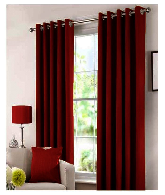 Cotton Duck Curtain in Plain Red Color - Mehshan Interiors