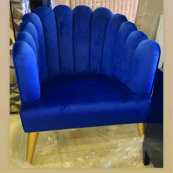 Velvet Barrel Blue Chair