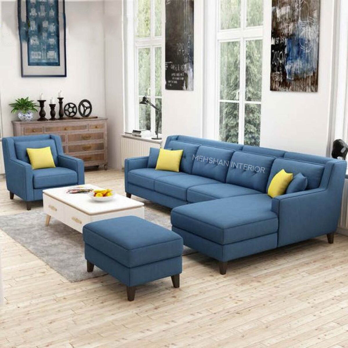 Hester Sofa Set (Navy Blue)