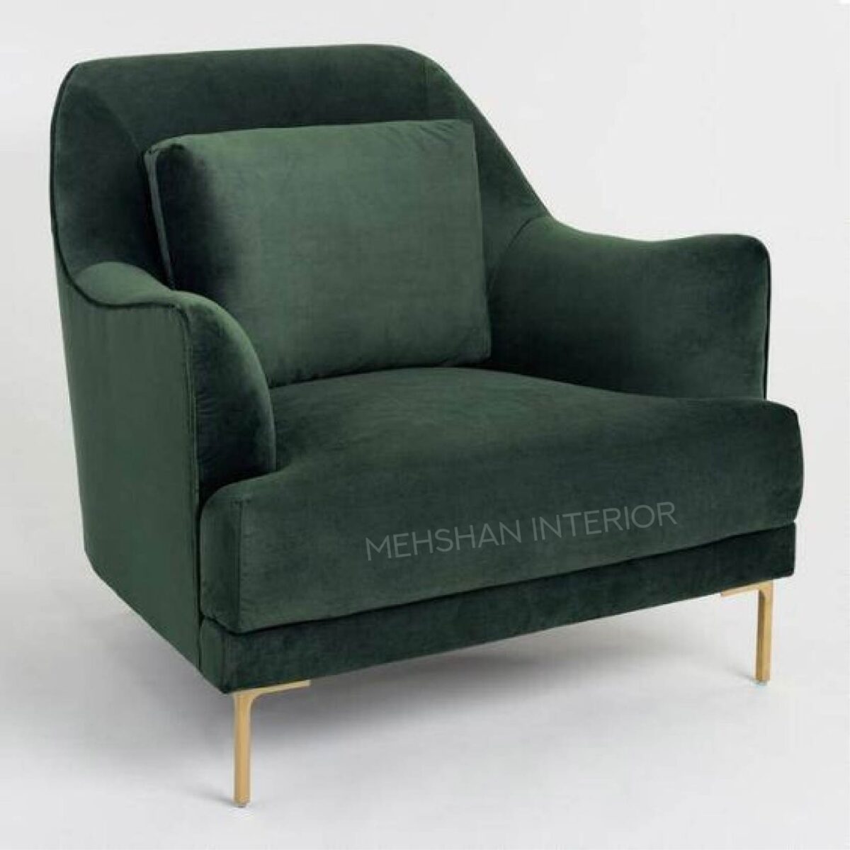 Green Fabric 1 Seater Sofa