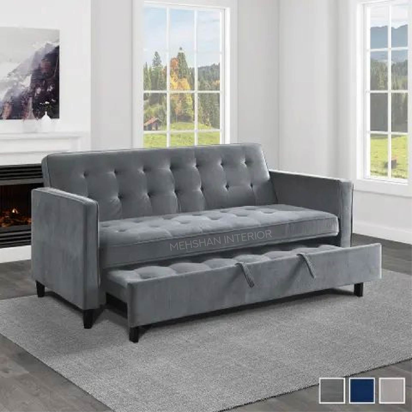 Grey Color Sofa Bed Mehshan Interiors